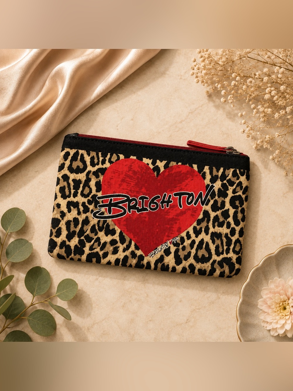 Brighton Leopard Zip Canvas Cosmetic Bag